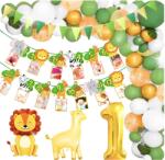  Dekoráció 1 Születésnap Lufik Girlanda Jungle Wild Safari Banner 12 Hónap