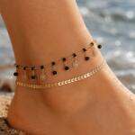  Virág és fekete kristály bokalánc gold