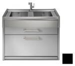 Steel Cucine Masca Cu Chiuveta Bucatarie Steel Genesi G12c-l2, 2 Cuve, 2 Sertare, Inox / Negru Chiuveta