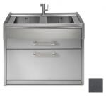 Steel Cucine Masca Cu Chiuveta Bucatarie Steel Genesi G12c-l2, 2 Cuve, 2 Sertare, Inox / Antracite Chiuveta