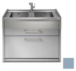 Steel Cucine Masca Cu Chiuveta Bucatarie Steel Genesi G12c-l2, 2 Cuve, 2 Sertare, Inox / Celeste