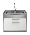 Steel Cucine Masca Cu Chiuveta Bucatarie Steel Genesi G12c-l2, 2 Cuve, 2 Sertare, Inox / Alb Chiuveta