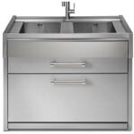 Steel Cucine Masca Cu Chiuveta Bucatarie Steel Genesi G12c-l2, 2 Cuve, 2 Sertare, Inox Chiuveta