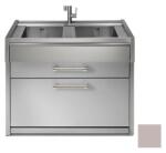 Steel Cucine Masca Cu Chiuveta Bucatarie Steel Genesi G12c-l2, 2 Cuve, 2 Sertare, Inox / Sabbia Chiuveta
