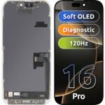 MP Display cu Touchscreen MP compatibil cu Apple iPhone 16 Pro, cu Rama, Versiune Soft OLED FHD 120Hz Diagnostic, Negru - gsmboutique