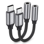 Techsuit Adaptor Audio USB-C - 3.5mm Techsuit AC12 FuseXound, Gri, Set 2 bucati