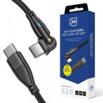 3mk Protection Cablu Date si Incarcare USB-C - USB-C 3MK Hyper N Angled, 60W, 2m, Negru - gsmboutique