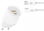 XO Incarcator Retea Cu Cablu Lightning XO Design L151, 30W, 3A, 1 x USB-A - 1 x USB-C, Alb - gsmboutique