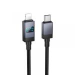 hoco. Cablu Date si Incarcare USB-C - Lightning HOCO X118 Display, 27W, 1m, Negru - gsmboutique