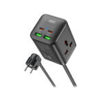 XO Design Prelungitor XO Design WL24, 2 x Priza - 2 x USB-A - 2 x USB-C, Negru - gsmboutique