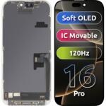 MP Display cu Touchscreen MP compatibil cu Apple iPhone 16 Pro, cu Rama, Versiune Soft OLED FHD 120Hz IC Movable, Negru - gsmboutique