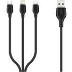 XO Design Cablu Incarcare USB-A - Lightning / microUSB / USB-C XO Design NB103 3in1, 10W, 1m, Negru - gsmboutique