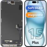 MP Display cu Touchscreen MP compatibil cu Apple iPhone 15 Plus, cu Rama, Versiune Soft OLED FHD Diagnostic, Negru - gsmboutique