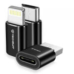 Techsuit Adaptor Date si Incarcare USB-C - Lightning / microUSB / USB-A Techsuit A19 TriFlashX 3in1, Negru - gsmboutique