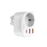 DEVIA Incarcator Retea DEVIA WW09-F-PD, 20W, 3A, 2 x USB-A - 1 x USB-C - 1 x Schuko, Alb