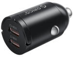 ORICO Incarcator Auto Orico MiniRing, 30W, 3A, 2 x USB-C, Negru (ORICO-MR-30-2C)