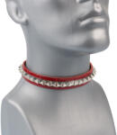 Leather & Steel Fashion choker - choker LEATHER & STEEL FASHION - Pyramids - Red - LSF9 103