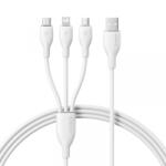 Baseus Cablu Incarcare USB-A - Lightning / microUSB / USB-C Baseus Ultra Fast 3in1, 18W, 1.3m, Alb P10376303211-00 (P10376303211-00)