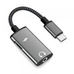 Techsuit Adaptor Audio USB-C - USB-C / 3.5mm Techsuit AC22 AcustiCore, Gri - gsmboutique