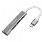 Techsuit Hub USB-C Techsuit H18 PolarisBridge, 4in1, Gri Alb - gsmboutique