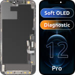 MP Display cu Touchscreen MP compatibil cu Apple iPhone 12 / 12 Pro, cu Rama, Versiune Soft OLED FHD Diagnostic, Negru