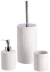 AdTrend Set perie toaleta, dispenser sapun, pahar periute dinti ceramica alba (125392C)