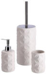 AdTrend Set perie toaleta, dispenser sapun, pahar periute dinti ceramica alba Amely (125393B)