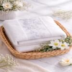 Kotonia Home Prosop baie Kotonia Home - catifea, 100% Bumbac, decor floral satinat, 70x140 cm, alb (004822-70140) Prosop
