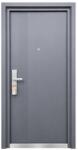 NOVO DOORS Usa metalica de exterior cu izolatie si vizor Novo Doors ND7006, tabla 0.7 mm, prag din inox, balamale si clanta incluse, pentru casa si apartament, Gri Antracit (Dimensiune: 98 cm, Sens deschidere: D