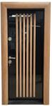 NOVO DOORS Usa metalica de apartament cu izolatie si vizor Novo Doors First Class NDS45, Deschidere Stanga Dreapta, Dimensiune 200X88 cm, Tabla 1.2 mm, Negru lucios cu riflaj MDF Stejar (Sens deschidere: Stanga)