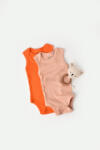 BabyCosy Set 2 body-uri fara maneci bebe unisex din bumbac organic si modal - Rodie/Piersica, BabyCosy (Marime: 0-3 Luni)