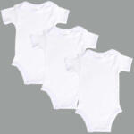 drool Set 3 body-uri din bumbac albe cu maneca scurta Drool (Marime: 3-6 Luni)