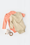 BabyCosy Set 2 body-uri cu maneca lunga bebe unisex -100% bumbac organic - Roz/Crem, BabyCosy (Marime: 9-12 luni)
