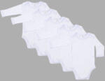 drool Set 5 body-uri din bumbac albe cu maneca lunga Drool (Marime: 3-6 Luni)