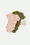 BabyCosy Set 2 body-uri bebe unisex din bumbac organic si modal - Verde/Blush, BabyCosy (Marime: 18-24 Luni)