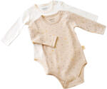 BabyCosy Set 2 body-uri cu maneca lunga bebe unisex -100% bumbac organic - Crem cu buline, BabyCosy (Marime: 9-12 luni)