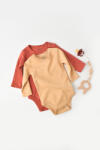 BabyCosy Set 2 body-uri cu maneca lunga bebe unisex -100% bumbac organic - Mustar/Scortisoara, BabyCosy (Marime: 12-18 Luni)