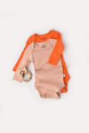 BabyCosy Set 2 body-uri cu maneca lunga bebe unisex din bumbac organic si modal - Rodie/Piersica, BabyCosy (Marime: 6-9 luni)