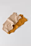 BabyCosy Set de 2 body-uri fara maneci din bumbac organic si modal - Mustar/Somon BabyCosy (Marime: 18-24 Luni)