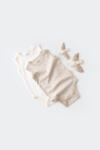 BabyCosy Set 2 body-uri fara maneci bebe unisex -100% bumbac organic - Crem cu buline, BabyCosy (Marime: 0-3 Luni)