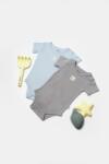 BabyCosy Set 2 body Bamboo, blue, BabyCosy, 50% bumbac+50mbus (Marime: 3-6 Luni)