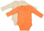 BabyCosy Set 2 body-uri cu maneca lunga Printed, BabyCosy, 50% modal+50% bumbac, Stone/Apricot (Marime: 12-18 Luni)