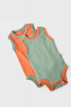 BabyCosy Set 2 body-uri fara maneci Ribana Bebe Unisex din bumbac organic si 5%elastan - Portocaliu/Verde BabyCosy (Marime: 12-18 Luni)