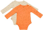 BabyCosy Set 2 body-uri petrecute Printed, BabyCosy, 50% modal+50% bumbac, Stone/Apricot (Marime: 0-3 Luni)