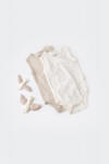 BabyCosy Set 2 body-uri fara maneci bebe unisex -100% bumbac organic - Ecru cu buline, BabyCosy (Marime: 6-9 luni)