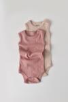 BabyCosy Set de 2 body-uri fara maneci din bumbac organic si modal - Roz/Blush BabyCosy (Marime: 3-6 Luni)
