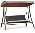  HURGHADA 3 személyes rattan hintaágy - barna - 201x122x182 cm