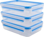 emsa CLIP & CLOSE food storage containers 1.2 liters (transparent/blue, rectangular, 3 pieces) (515645) - cel