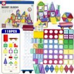LandToys Kreatív Építőkocka Készlet Mágneses Építőkockák Nagy Panelek 110 db-os (LT528)