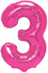 PartyPal 3. szám, fólia lufi, 100 cm, pink